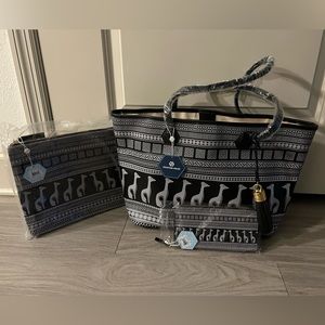 Brand New Jonathan Adler Dutchess Tote, Clutch, and Wallet Set